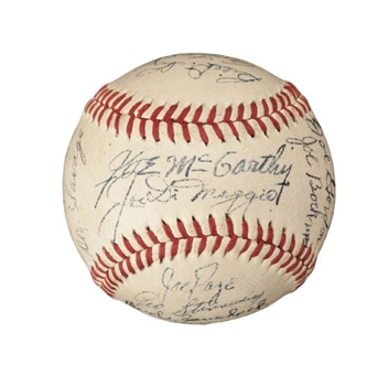 1946 New York Yankees Team Signed Baseball with 29 Signatures including DiMaggio, McCarthy and Dickey 